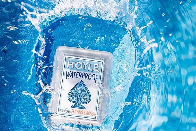 Hoyle Waterproof Playing Cards, Clear Plastic Deck of Cards for Outdoor Card Games, Camping, Beach, Pool & Travel Games (1 Deck)