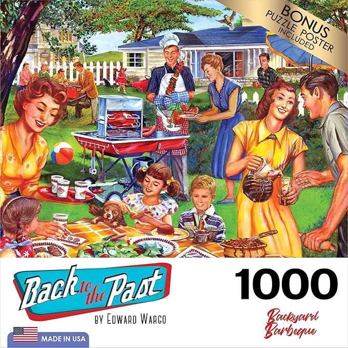RoseArt - Back to The Past - Backyard BBQ - 1000 Piece Jigsaw Puzzle for Adults
