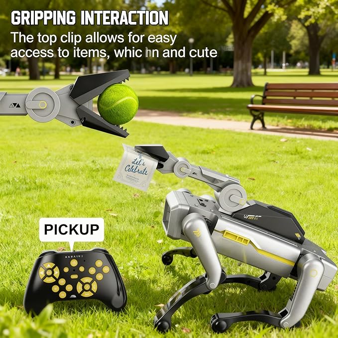 EVADA Smart Robot Dog Robotic Puppy Dog with Clamp Arm, 20+ Interactive Voice Commands Actions Programming AI for gripping STEM Pet, Durable Fast Rechargeable Companion for Kids Adults