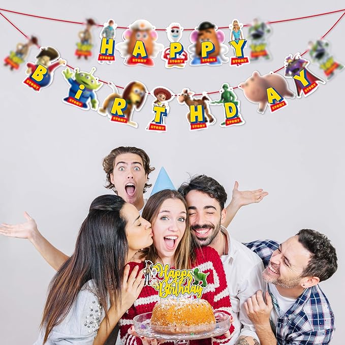 "Toy Stry Theme Birthday Party Supplies – Cartoon Character Decorations Inspired by Woody & Friends – Perfect for Birthday Parties, School Events, Family Gatherings, and Movie-Themed Celebrations"