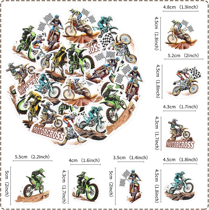 40pcs Edible Motorcycle Cupcake Toppers Motocross Dirt Bike Party Cupcake Toppers, Motorcycle Sport Theme Birthday Motocross Cake Decor