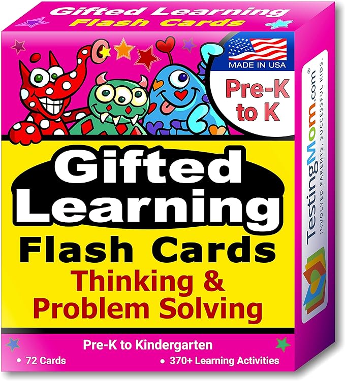 TestingMom.com Gifted Learning Flash Cards – Thinking & Problem-Solving for Pre-K – Kindergarten – Gifted and Talented Educational Toy Practice for CogAT Test, Iowa Test, NNAT, OLSAT, NYC Gifted