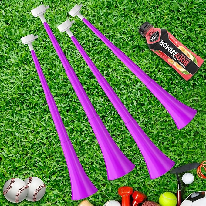 Collapsible Stadium Horn 24 Inch Vuvuzela Plastic Trumpet Blow Horns Noisemakers Loud Sound Soccer Cheer Horn for Sporting Events Graduation Games School Party Supplies Favors Accessories