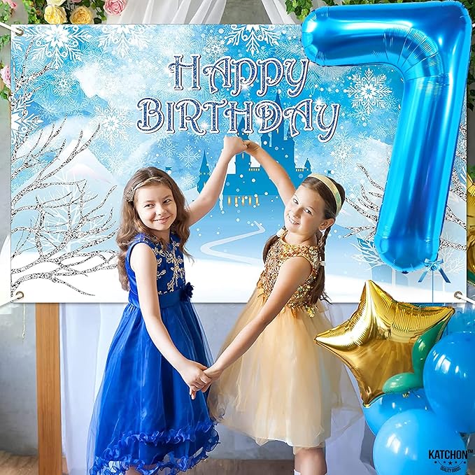 KatchOn Giant Blue Number 7 Balloon - 40 Inch | 7th Birthday Balloon for 7th Birthday Decorations