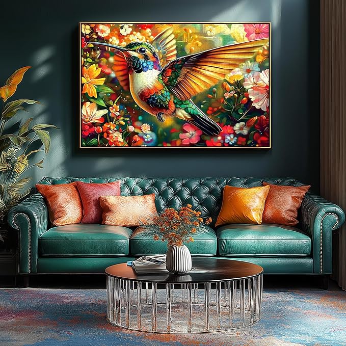 Blueforest Hummingbird Dream 1000 Piece Puzzle for Adults - Vibrant Hummingbird & Flowers Jigsaw Puzzle | Premium Recycled Puzzle with Poster & Letters on Back (27.5" x 19.7")