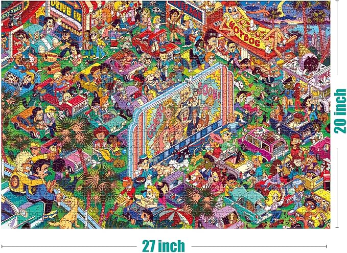 Antelope 2 in 1 1000 Piece Puzzle Bundle - Drive in Movie & Roller Coaster Jigsaw Puzzles