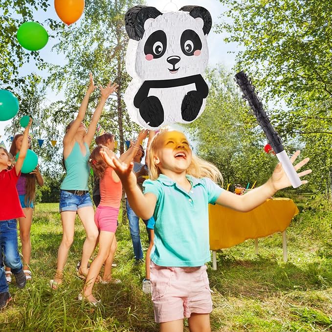 Panda Piñatas for Birthday Party Forest Animal Piñata with Stick, Blindfold, Confetti for Adults Birthday Baby Shower Party Supplies