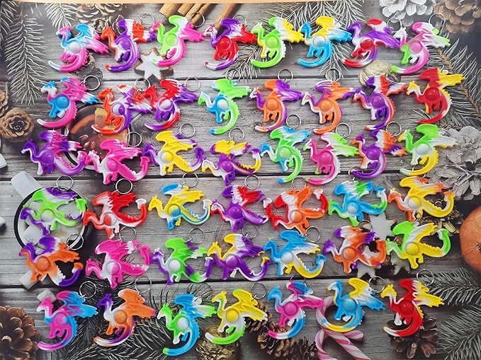 100 Packs Dragon Bulk Mini pop Fidget Gifts for Holiday Boys and Girls Kids Party Favors Supplies and Classroom Students Prize