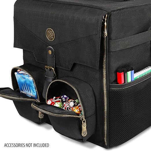 ENHANCE Board Game Shoulder Bag - Reinforced Board Game Storage with Padded Shoulder Strap and Accessories Pockets for Dice, Cards, More - Carrier Protects Tabletop Adventures