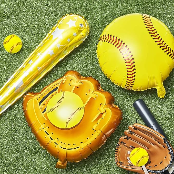 18 Pcs Softball Foil Balloons Softball Party Decorations 18 Inch Ball 20 Inch Glove 30 Inch Bat Balloons Sports Theme Softball Party Favors Softball Birthday Party Supplies for Gifts Props