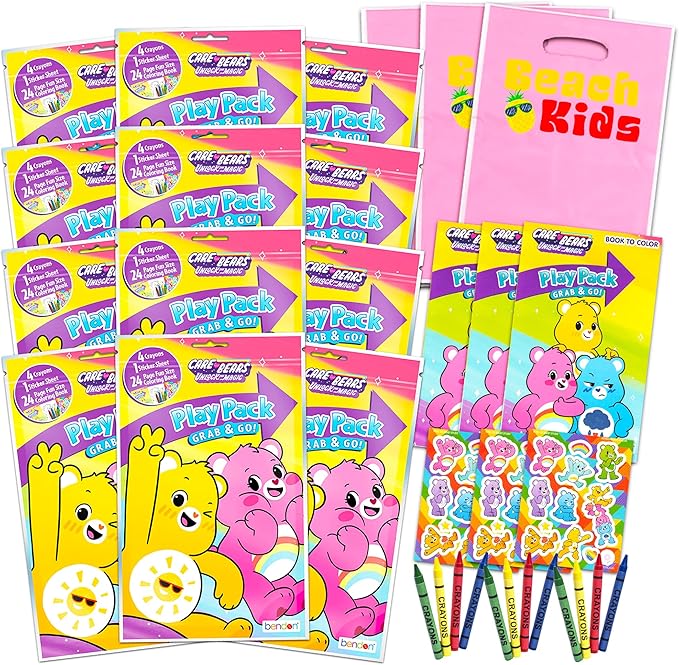 Care Bears Ultimate Party Favors Packs - Bundle Includes 12 Sets with Stickers, Coloring Books and Crayons (Party Supplies)