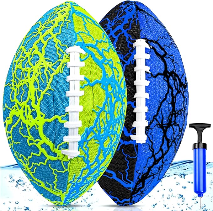 Jasonwell Pool Beach Water Football - 2Pack Strong Grip Waterproof Football for All-Weather Play Pool Toys Beach Games Outdoor Sports Toy Christmas Birthday Gifts for Kids Boys Teens Adults