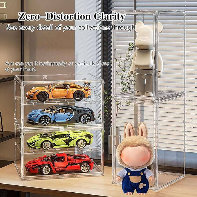 Convertible Wide Display Case - 19.6" Garage Showcase w/ Removable Shelf for 1:18 Cars & Sports Gear, Magnetic Door Dustproof Acrylic Cabinet (Extra Large（ (L19.6 xW14.5 xH11.5 - 5.5" Shelf Height))