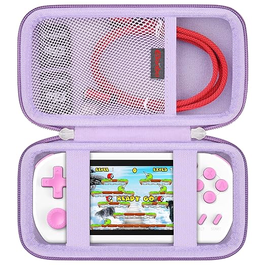Elonbo Carrying Case for TEBIYOU/ WELLST·G/ TaddToy/ Beijue/ FAMILY POCKET/ CCTU/ X-JOYKIDS/ GREENCREEK/ Beico/ KAVOYI/ GuaiyeyeAP Handheld Game Console, Portable Electronic Gaming Player Bag, Purple