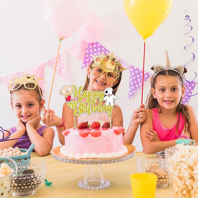 Stewe Grifin Happy Birthday Cake Topper – Cartoon Comedy Theme Cake Decoration for Birthday Celebration, Character Style Dessert Topper for Party Cakes, Table Display Styling, Photo Setup.