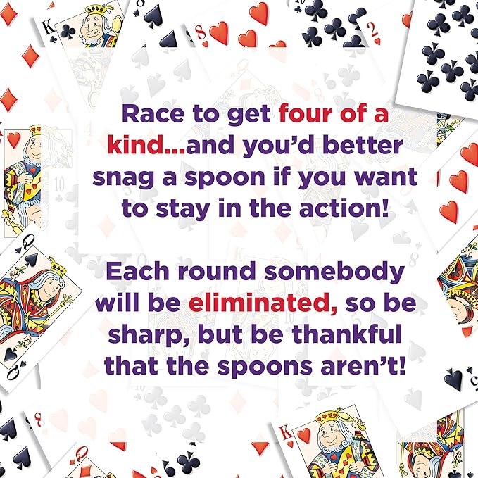 PlayMonster Spoons in a Case, Card Games for Kids - Spoons Game, Fun Family Games for Kids and Adults, Game Night, Travel Games, 3-6 Players, Ages 7+