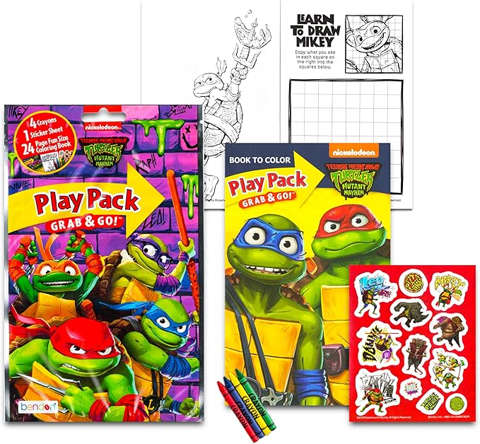Set Of 15 Teenage Mutant Ninja Turtles Play Packs Fun Party Favors Coloring Book Crayons Stickers