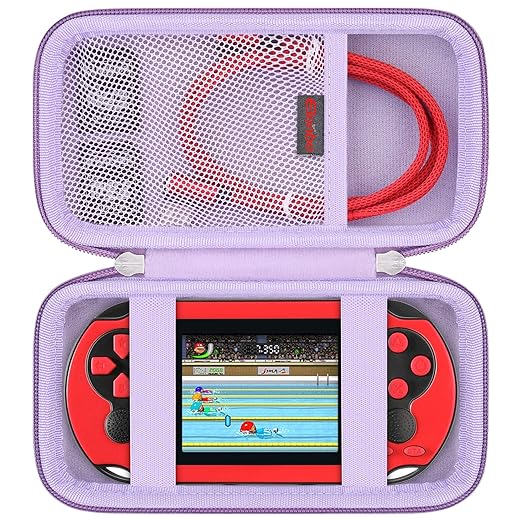 Elonbo Carrying Case for TaddToy/WELLST·G/Beijue/FAMILY POCKET/CCTU/X- JOYKIDS/GREENCREEK/Beico/KAVOYI/GuaiyeyeAP/TEBIYOU Handheld Game Console, Portable Electronic Gaming Player Bag, Purple