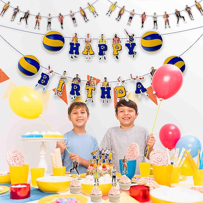 Volleyball Theme Birthday Party Supplies – Sports Inspired Party Decoration Set for Birthday Celebrations and Themed Events, Decorative Table Styling Items for Dessert Displays and Party Setup.
