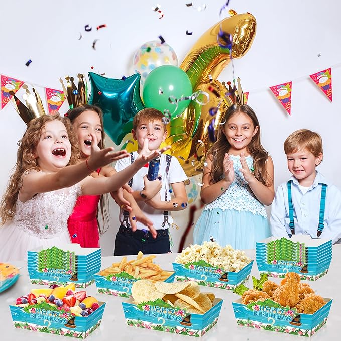 25Pcs Marine Disposable Paper Food Trays for Marine Theme Birthday Party Supplies Baby Shower Decorations
