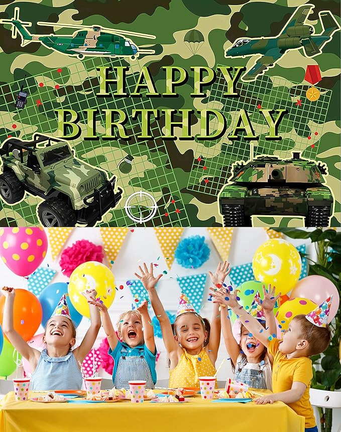Camouflage Birthday Party Decoration Camo Happy Birthday Backdrop Camo Military Photo Background Banner Poster for Camouflage Military Party Decorations Party Supplies 70.8 x 47.2 Inch