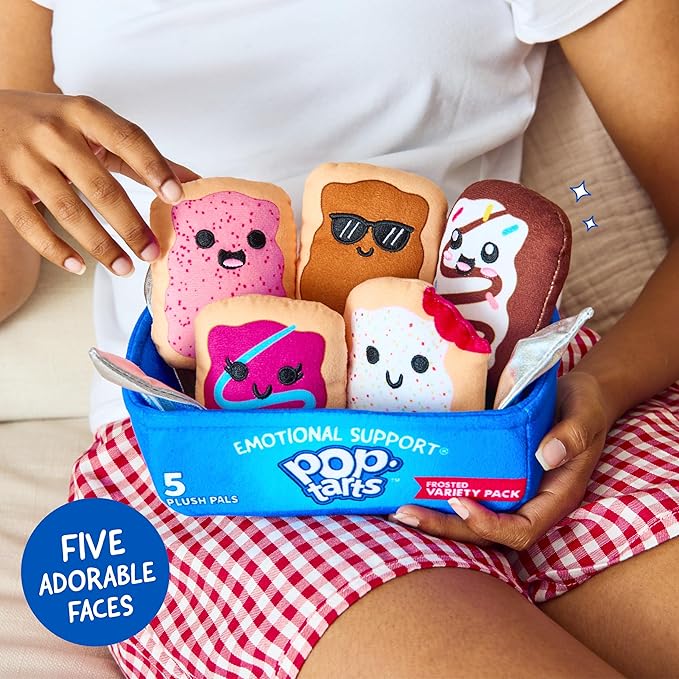Pop-Tarts™ Emotional Support by Relatable, Snack-Inspired Pals, Full of Bite-Sized Plushies and Cute Stuff, Unexpected Funny Gifts for Loved Ones, Includes 5 Plush Pals with Plush Box