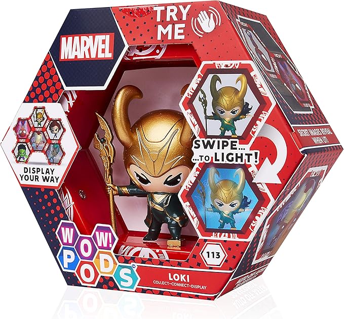 WOW! PODS Avengers Collection - Loki | Superhero Light-Up Bobble-Head Figure | Official Marvel Collectable Toys & Gifts