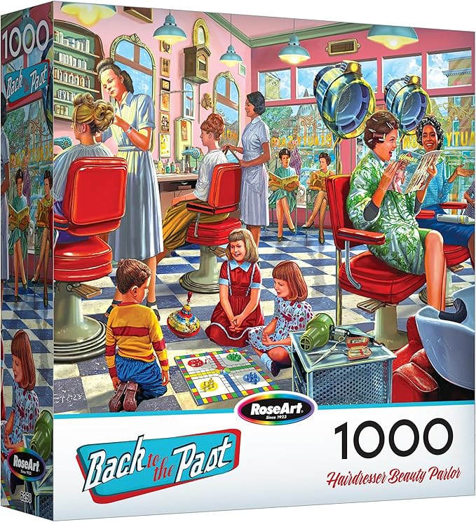 RoseArt - Back to the Past - Hairdresser Beauty Parlor 1000 Piece Jigsaw Puzzle - Retro Vintage Puzzle for Adults - Finished Size 26.625 x 19.25 Made in USA