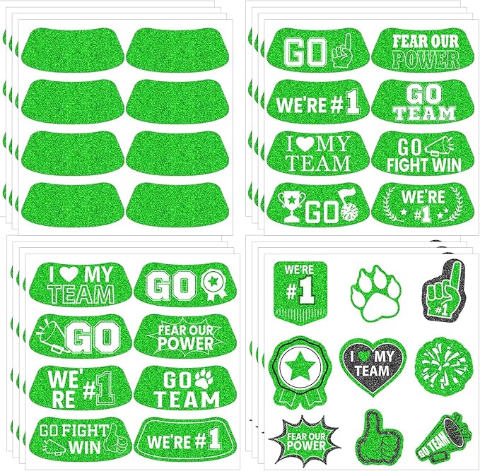 Gameza Green Face Glitter Eye Black Stickers, 36PCS Football Baseball Breathable Eye Stickers, Soccer Sticker Party Favors for Adults Lacrosse Fans, Blue Accessories for Spirit Week (Glitter, Blue)