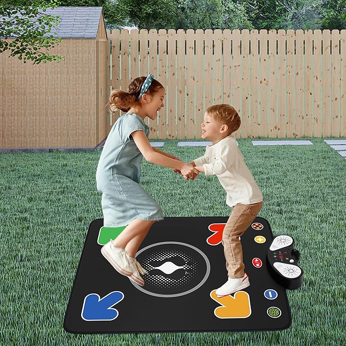 Dance Mat for Kids - Light-up Electronic Rhythm Step Play Mat, Music Game Pad Toy for Girls Boys 3-12, Challenge Playmat Gift Built-in Songs, MP3 External Play, 5 Levels, Adjustable Volume