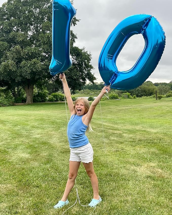 40 Inch Metallic Blue Number 1 Balloon, Giant Number 1 Balloons for 11th 12th 21st Birthday Decorations, Party Supplies for Baby Boy Girl, Metallic Blue Party Decor