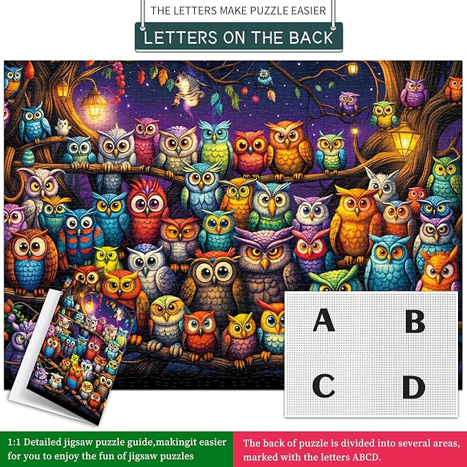 Owl Family Puzzles for Adults 1000 Pieces, Jigsaw Puzzles for Adults 1000 Piece, Challenging Game Toys, Impossible Puzzle, Family Decoration Puzzle