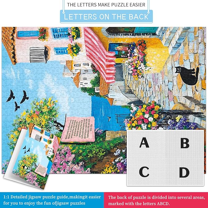 1000 Piece Puzzles for Adults, Landscape Puzzle, Charming Coastal Path Jigsaw Puzzle 1000 Pieces for Adults Seniors, Fun Decor Challenging Family Games Holiday Party Gifts -1:1 Poster