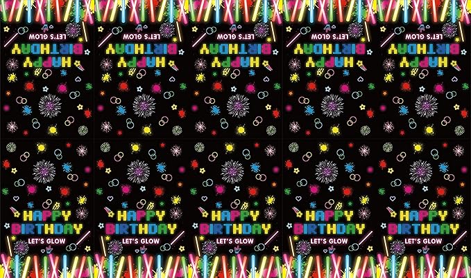 4 Pack Neon Glow Party Table Covers - 51x86 Inch Tablecloths, Glow in The Dark for Birthday Parties, Black Light Compatible