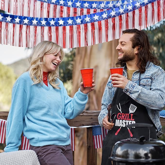 4th of July Decorations - 2 Pack Red White and Blue Streamer for 250 America Anniversary | Fourth of July Accessories Party Favors for Outdoor Outside Home - Patriotic Flag Banner Decor,10 FT