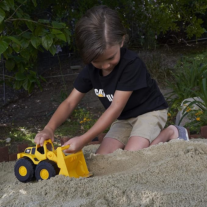 CAT Construction Toys, Construction Fleet 10" Front Loader Toy - Heavy‑Duty Plastic, Working Bucket & Free‑Rolling Wheels, Indoor/Outdoor Sandbox Vehicle for Toddlers & Kids Ages 2 +