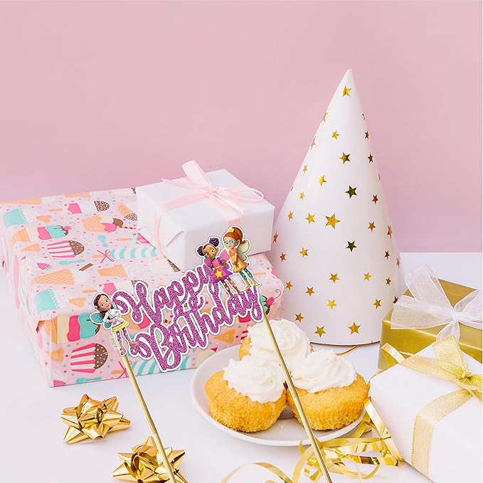 Buterbean Cafe Happy Birthday Cake Topper – Cute Bakery Café Theme Cake Decoration for Birthday Celebration, Coffee Shop Style Dessert Topper for Party Cakes, Table Display Styling, Photo Setup.