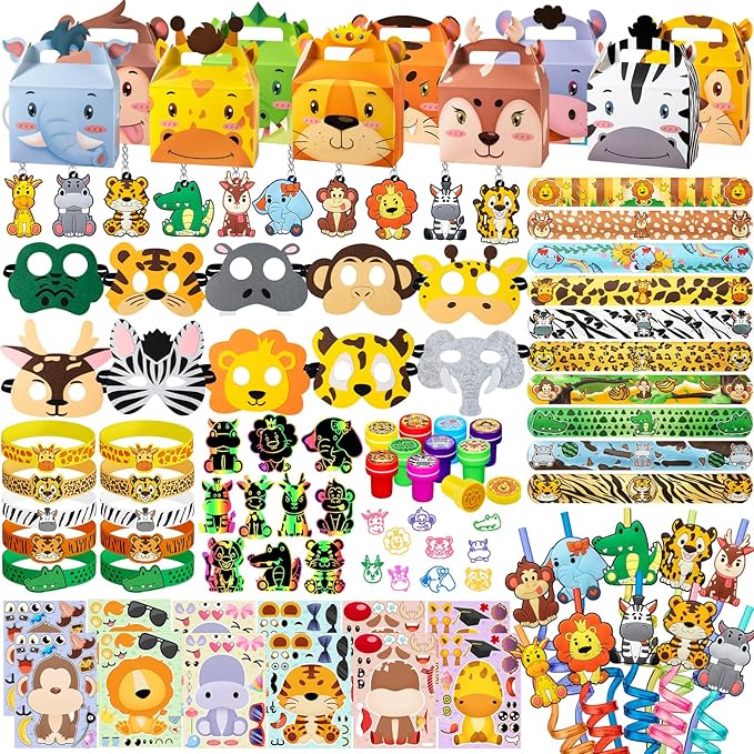 Jungle Safari Party Favors Set Wild Animals Set for Kids Birthday Gifts, Wild Theme Party favors for Kids Birthday Party Baby Shower Goodie Bag Fillers Jungle Safari Party Supplies (Animal)