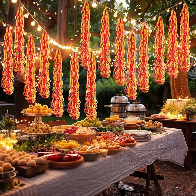 Lyrow 40 Pcs Fireman Party Decorations Fire Hanging Swirls Decor for International Firefighters' Day Firefighter Birthday Pentecost Fireman Party Supplies Events Gatherings Celebrations