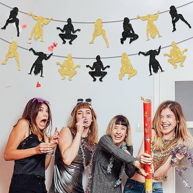 Cheereveal Twerk Banner Garland Set, Pole Dance Party Decorations Funny Birthday Banner for Bachelorette Stripper Party Supplies