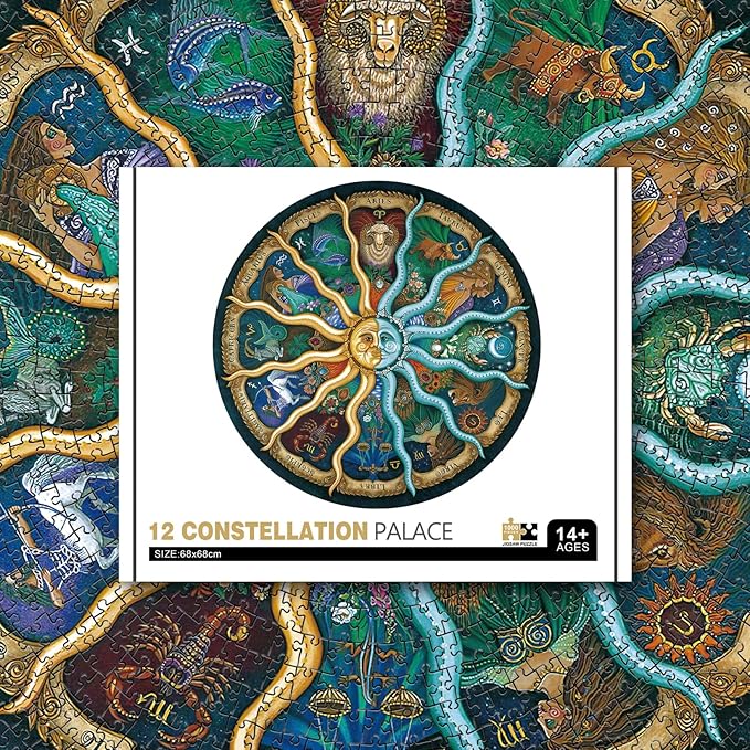 Puzzles for Adults 1000 Pieces, Round Jigsaw Puzzle Zodiac Horoscope Challenging Puzzles Fun Jigsaw Puzzle 1000 Pieces (26.7 Inch)