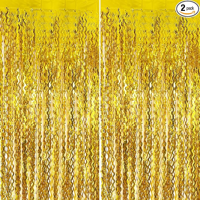 Gold Streamers Backdrop Curtains, Golden Birthday Party Decorations, Gold Wall Decor, Graduation Party Decorations, Bachelorette Parties Favor, Anniversary Decor, New Years Eve Party Supplies 2025