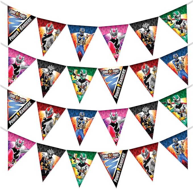 Treasures Gifted Power Rangers Banner Pennants 2 Pack - Officially Licensed Party Supplies - Rangers Birthday Decorations