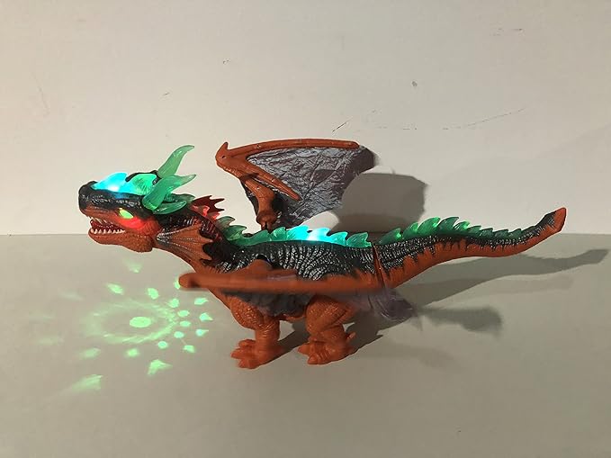 SY JOYSAE Walking Dinosaur Toy with Flashing and Sounds Dinosaur Toys for Kids, Battery Operated Triceratops Fiery Dragon (RED)