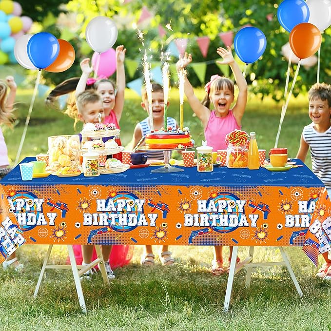 Irenare 62 Pcs Dart Battle Party Decorations - Happy Birthday Supplies with Gun Theme Banner, Tablecloth, Balloons for Kids