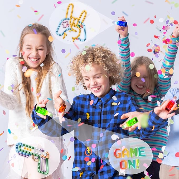 24PCS Video Game Party Favors-LED Finger Lights：Glow-in-the-Dark Light-Up Toys Bulk for Kids Boys Girls, Gamer Birthday Party Decorations Supplies, Kids' Party Goodie Bags,Classroom Prizes, Fun Gifts