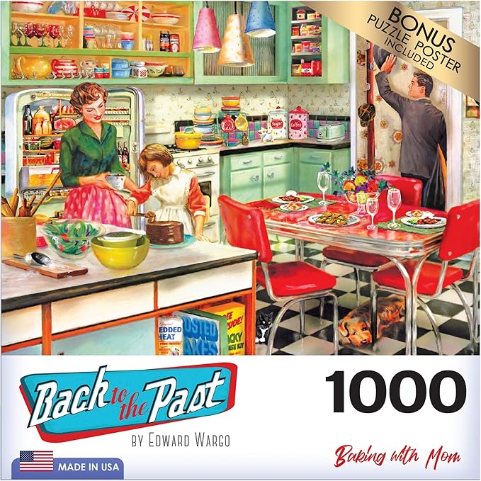 RoseArt - Back to The Past - Baking with Mom - 1000 Piece Jigsaw Puzzle for Adults
