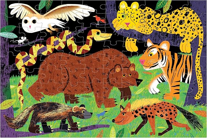 Mudpuppy’s Land Predators 100 Piece Glow in The Dark Puzzle, Includes 100 Glow in The Dark Pieces, Perfect for Ages 5+, Turn Out The Lights and Let The Completed Puzzle Glow!