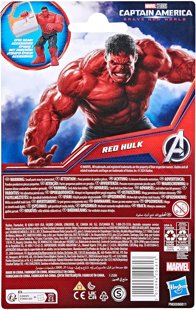 Marvel Avengers Epic Hero Series Captain America: Brave New World Red Hulk Action Figure, 4-Inch Super Hero Toys for Kids Ages 4+