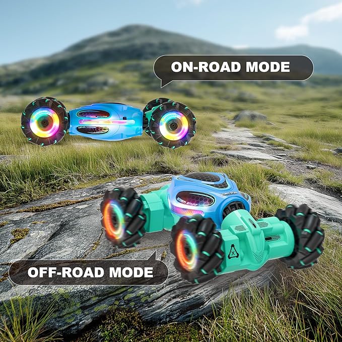 Gesture RC Car,1:18 4WD Transform Off-Road Stunt Car with Gesture & Remote Control, 360° Flips Drift Vehicle with LED Lights Music, All Terrain Toy Cars Gifts for Boys Girls Age 6-12
